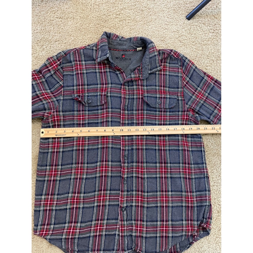 Woolrich Flannel Shirt Mens Medium‎ Gray Red Plaid Excellent Cotton Button Down - Picture 4 of 8